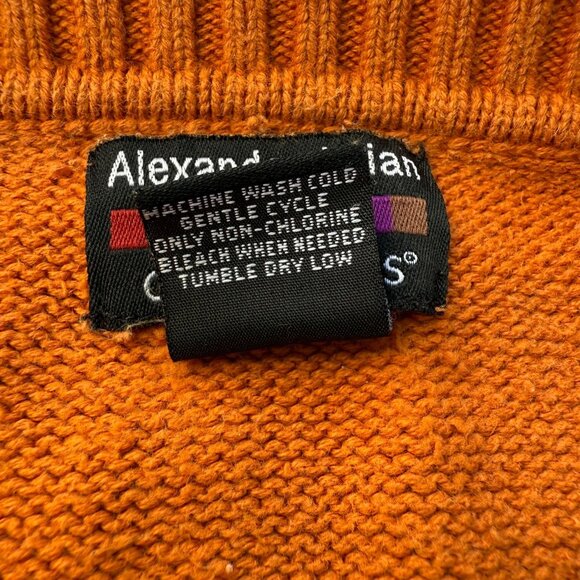 Alexander Julian Colours Vintage Orange Cotton Sweater L/G Mens Argyle Knit Pull - Picture 6 of 6